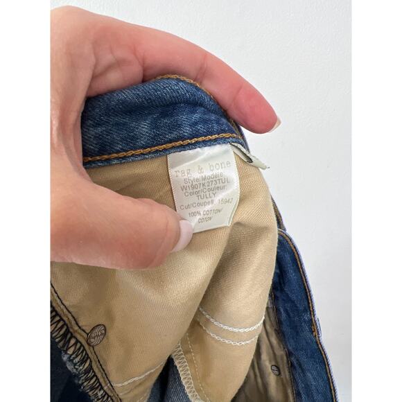 NEW Rag & Bone Tully Cut Off Frayed Hem Button Zip Jean Denim Shorts Blue - Picture 7 of 8